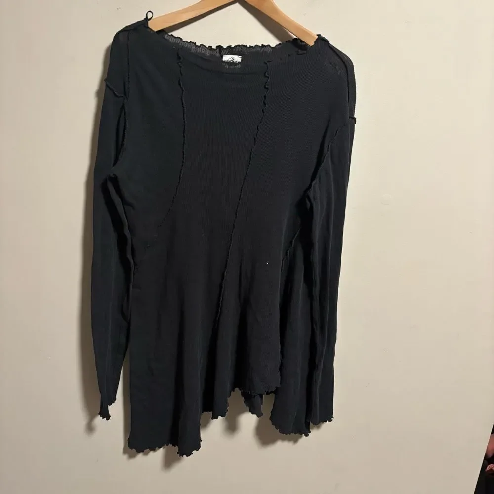 Free People Care Full Swing Asymmetrical Tunic - Black- Size Large
